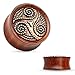 Dotted Tribal Swirl Organic Rose Wood Saddle Fit Double Flared Plugs Ear Gauges - Sold As Pair