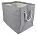 DII Durable Woven Striped Storage Bin Collapsible with Soft Rope Handles Reinforced with Metal Grommets, Large, 17x12x12, Solid Gray