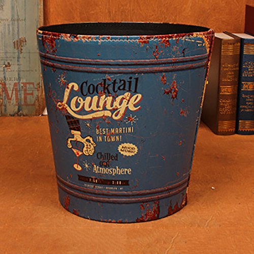 Waste Bins, WOLFBUSH European Style Retro PU Leather Wastebasket Paper