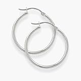 1 3/8 Inch White Gold Hoop Earrings