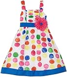 Rare Editions Girl's 2-6X Multi Dot Woven Pin Tucked Dress, White, 6