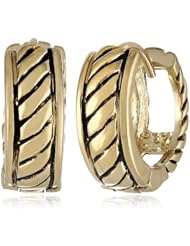 Gold Plated Sterling Silver Roped Hoop Earrings
