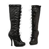 423-TABATHA, 4 Heel Satin Knee Boots for Halloween or Theatre Costumes by Ellie Shoes