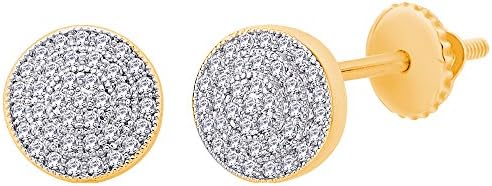 Viyari Orion Circular Two Tone Stud Earrings with Cubic Zirconia
