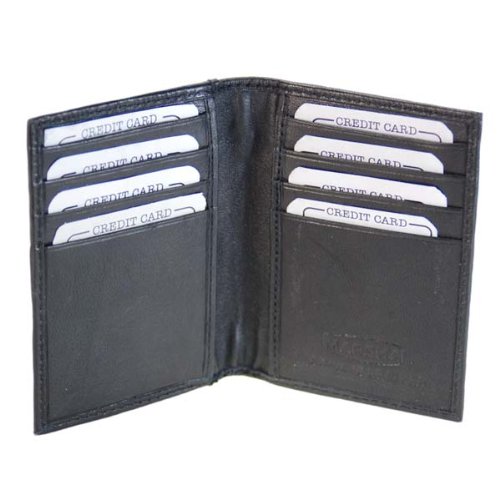 100% Leather Bi-fold Credit Card Holder Black #76