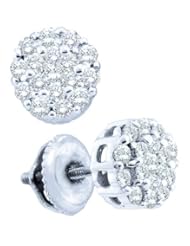 14K White Gold 0.50CT Round Cut Diamond Flower Earrings