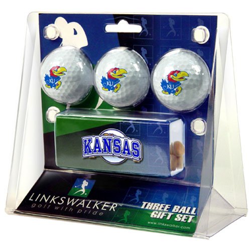 Kansas Jayhawks Ncaa 3 Golf Ball Gift Pack W/ Hat Clip