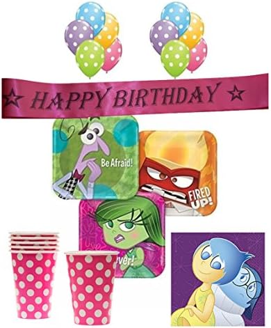 Disney's Inside Out Party Pack for 16 Guests and Beautiful Happy Birthday Sash