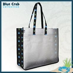 BLUE CRABS Tote Bag Blue Crab with Clear Sides and Cotton Fabric - SEE Through Thru Bag for School Events or Beach GIFT IDEA for MEN Women Ladies MOM Mother or Dad Teachers and Travelers