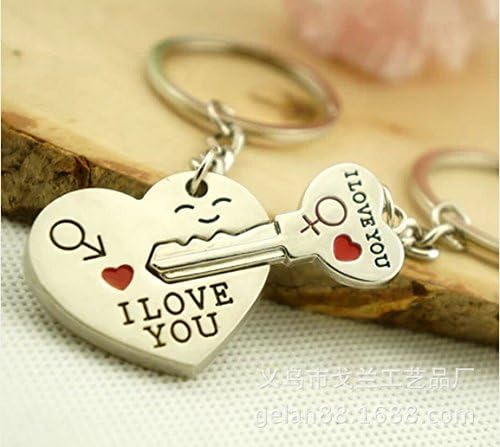 Lover His Her Keychain Keyring Couples - Arrow & "I Love You" Heart & Key -Valentine's Day / Birthday / Christmas /Wedding anniversary Present Gift C1