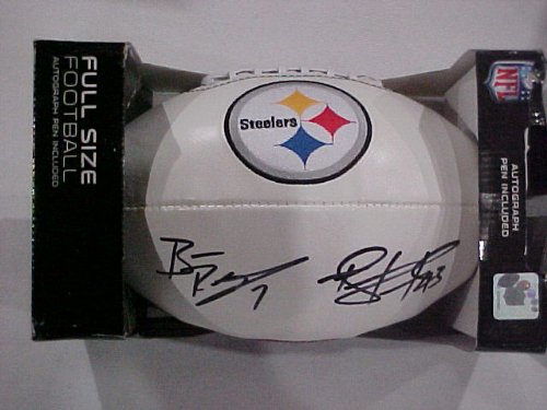 BEN ROETHLISBERGER & TROY POLAMALU AUTOGRAPHED HAND SIGNED FULLSIZE STEELERS FOOTBALL