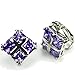 CZ-Foursquare Earrings, Amethyst-Colored CZs, Clip title=