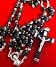Black Wood Bead Catholic Rosary 15+7 Inches