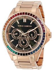 Vince Camuto Womens VC/5086BKRG Multi-Color Swarovski Crystal Accented Rose Gold-Tone Bracelet Watch