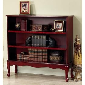 Traditional 42w Three - shelf Bookcase, THREE-SHELF, MAHOGANY