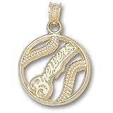 Milwaukee Brewers Pierced Brewers Baseball Pendant - 14KT Gold Jewelry