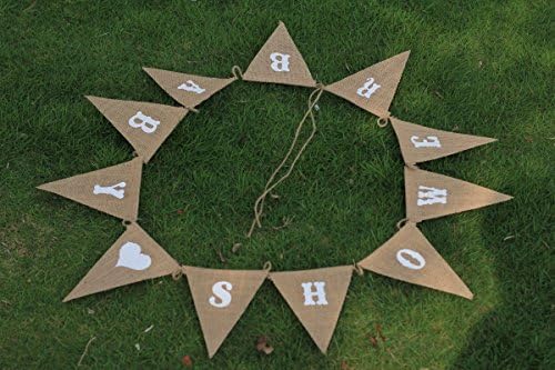 Hot Hot!! Wedding Vintage Baby Shower Flower Garland Kraft Paper with Burlap Rope Bunting Banner Party Decorations Prop