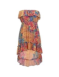 Strapless Polyester/Spandex General Print High-Low-Hem  Dress