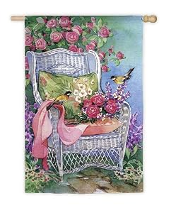 Wicker Chair Bouquet Silk Reflections Garden Size Flag