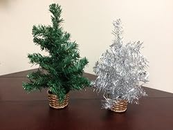 Club Pack of 48 Green and Silver Artificial Christmas Trees 11.5"