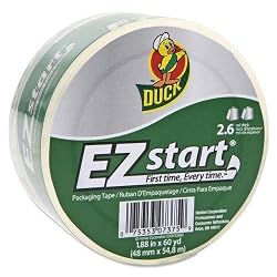 Duck EZ Start Carton Sealing Tape, 1.88 Inches x 60 Yards, 3-Inch Core, Clear (CS-60C)