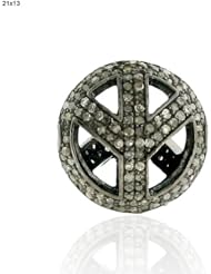 21*13mm Diamond Pave Peace Sign Connector .925 Sterling Silver Finding Jewelry