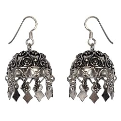 Handcrafted Sterling Silver girls Dangle Earrings 1.75 inches