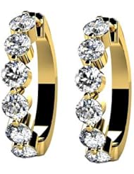 1.00 ct Ladys Round Cut Diamonds Hoops Earrings in 14 karat Yellow Gold