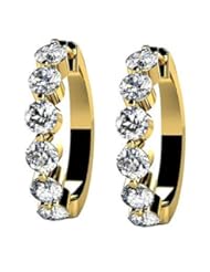 1.50 ct Ladys Round Cut Diamonds Hoops Earrings in 18 karat Yellow Gold