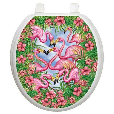 Themes Toilet Seat Applique with Flamingos Fancy Design