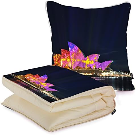 i FaMuRay Custom Home and Office Folded Blanket Pillow, Australia Sydney Opera House Sunset