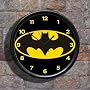 Batman Logo On Black Wall Clock And Button/Pin Set