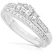 2/5ctw Three Stone Round Diamond Wedding Ring Set in 14kt White Gold (HI/I1-I2)