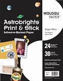 Wausau Astrobrights Print and Stick Adhesive Backed Heavy Duty Paper, 24 lb, 8.5 x 11 Inches, White, 30 Sheets (70971)