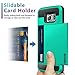 Vofolen Galaxy S6 Case, Anti-Shock Hybrid Bumper Armor Galaxy S6 Wallet Case Snap-on Soft Rubber Cover Protective Hard Shell with Card Holder Slide Slot Cover for Galaxy S6 (Green)
