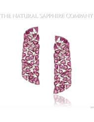 69.24cts of Natural Pink Sapphire set in 18k White Gold Earrings with .64cts of Diamonds