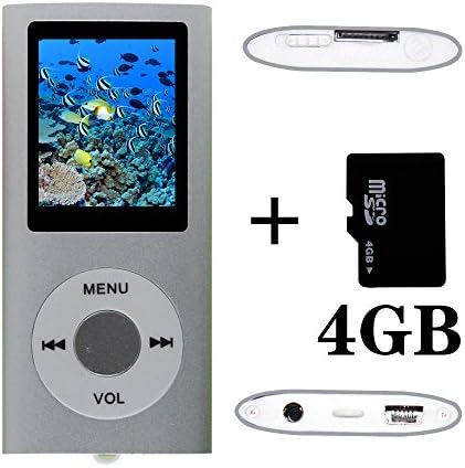 Tom America INC Portable MP4 Player MP3 Player Video Player with Photo Viewer , E-Book Reader , Voice Recorder + 4 GB Micro SD Card (Silver)