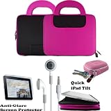 Deluxe Nylon & Neoprene Flip Book Jacket/Folio for Apple iPad 3G tablet/Wifi model 16GB, 32GB, 64GB + Includes a 4-inch eBigValue (TM) Determination Hand Strap + iPad Touch Anti Glare Screen Protector Guard (Compatible with all Versions of iPad) + Also includes a set of Fashion Earbud Headset Headphones 3.5mm Jack In-Ear Stereo + Includes an earphone case Clamshell Style with Zipper Enclosure, Inner Pocket, and Durable Exterior!