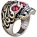 Men's Vintage Stainless Steel Gothic Cz Classic Skull Biker Ring , Gold Silver Red