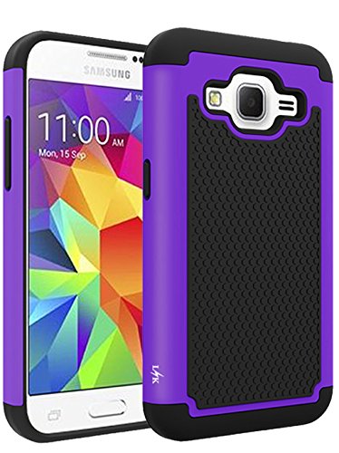 Core Prime Case, LK [Shock Absorption] Hybrid Dual Layer Armor Defender Protective Case Cover for Samsung Galaxy Core Prime (Purple)