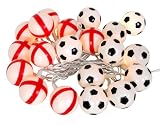 Set of 20 Footballs Chain Light (10 x England colours and 10 x Black & White), 5M long, complete with push in Christmas Tree Bulbs and Spares.