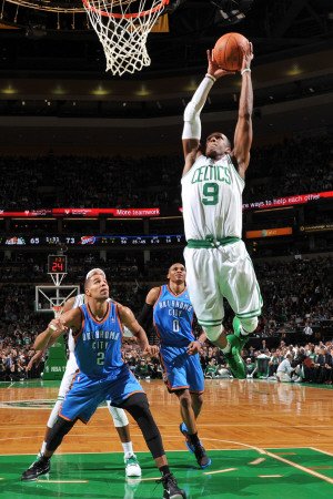 Oklahoma City Thunder v Boston Celtics: Rajon Rondo Photographic Poster Print by Brian Babineau, 24x36