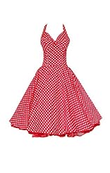 Polka Dot Print Halter Vintage Prom Dress/Party Dress 