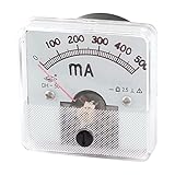 uxcell 電流計　52 X 52 X 12mm　DC 0-500mA　DH-50　ホワイト　プラスチック　金属