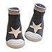 HOWELL Baby Toddler Sock Shoes Infant Soft Rubber Sole Shoes Breathable Cotton First Walking Shoes Anti-Slip for Kids Baby Girls Boys (Grey Star), 0-6 Months Infant