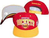 Houston Rockets Red/Yellow Two Tone Snapback Adjustable Plastic Snap Back Hat / Cap
