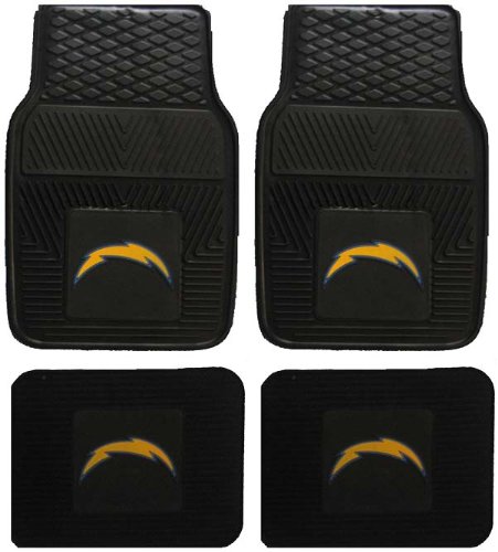 NFL San Diego Chargers Car Floor Mats Heavy Duty 4-Piece Vinyl - Front and Rear
