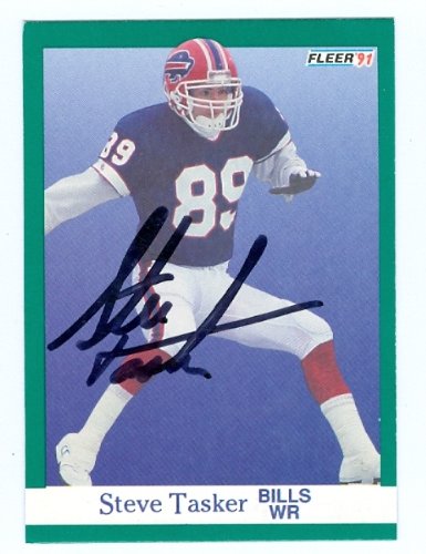 Steve Tasker Autographed/Hand Signed Football Card (Buffalo Bills) 1991 Fleer #13