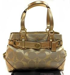 AUTHENTIC COACH LUREX SIGNATURE CARLY CARRYALL 13535 (Metallic Gold)