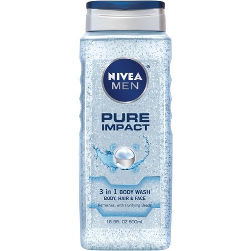 Nivea Pure Impact Body Wash for Men, 16.9 Ounce (Pack of 3) All